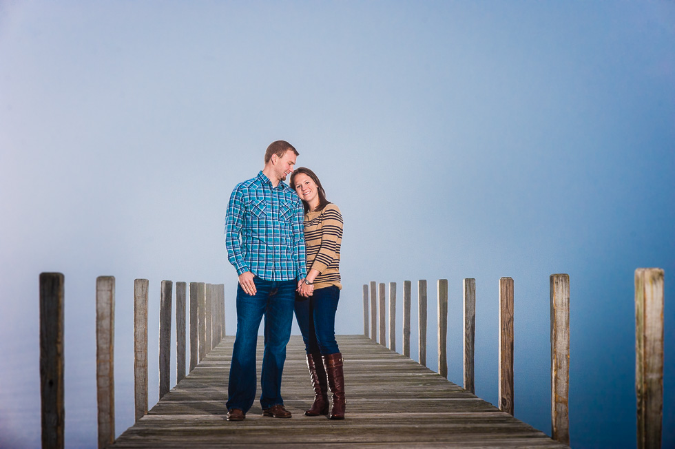 asheville engagement photo in the mist