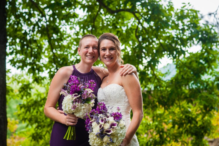 The bride and her sister pose for a quick portrait