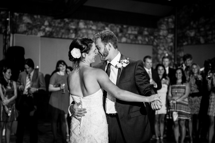 bride and groom share a first dance during their wedding at Montreat College