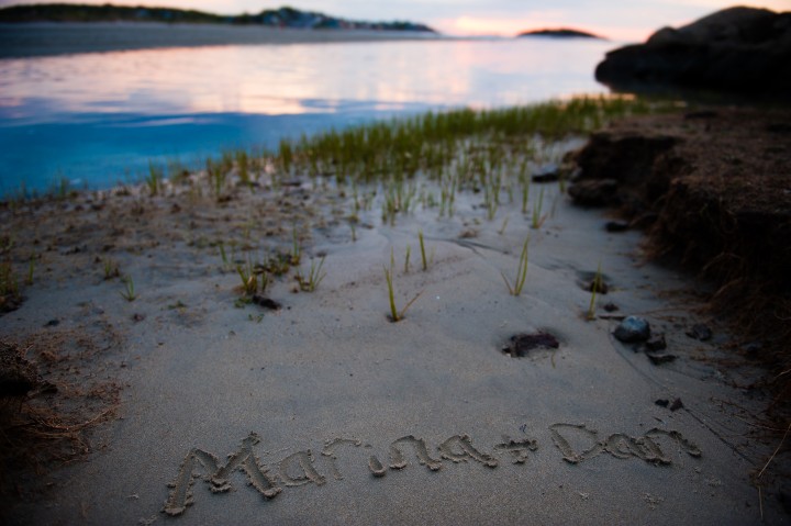 Couples name written in the sand at good harbor beach