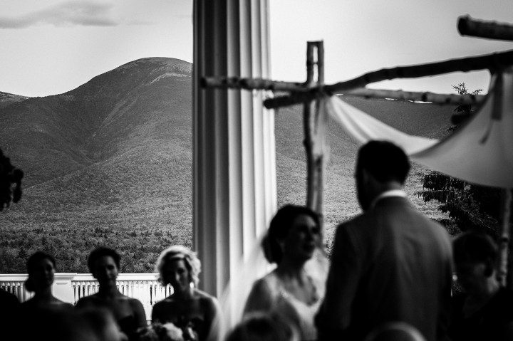 the presidential mountain range in NH was the backdrop for this beautiful summertime wedding ceremony 