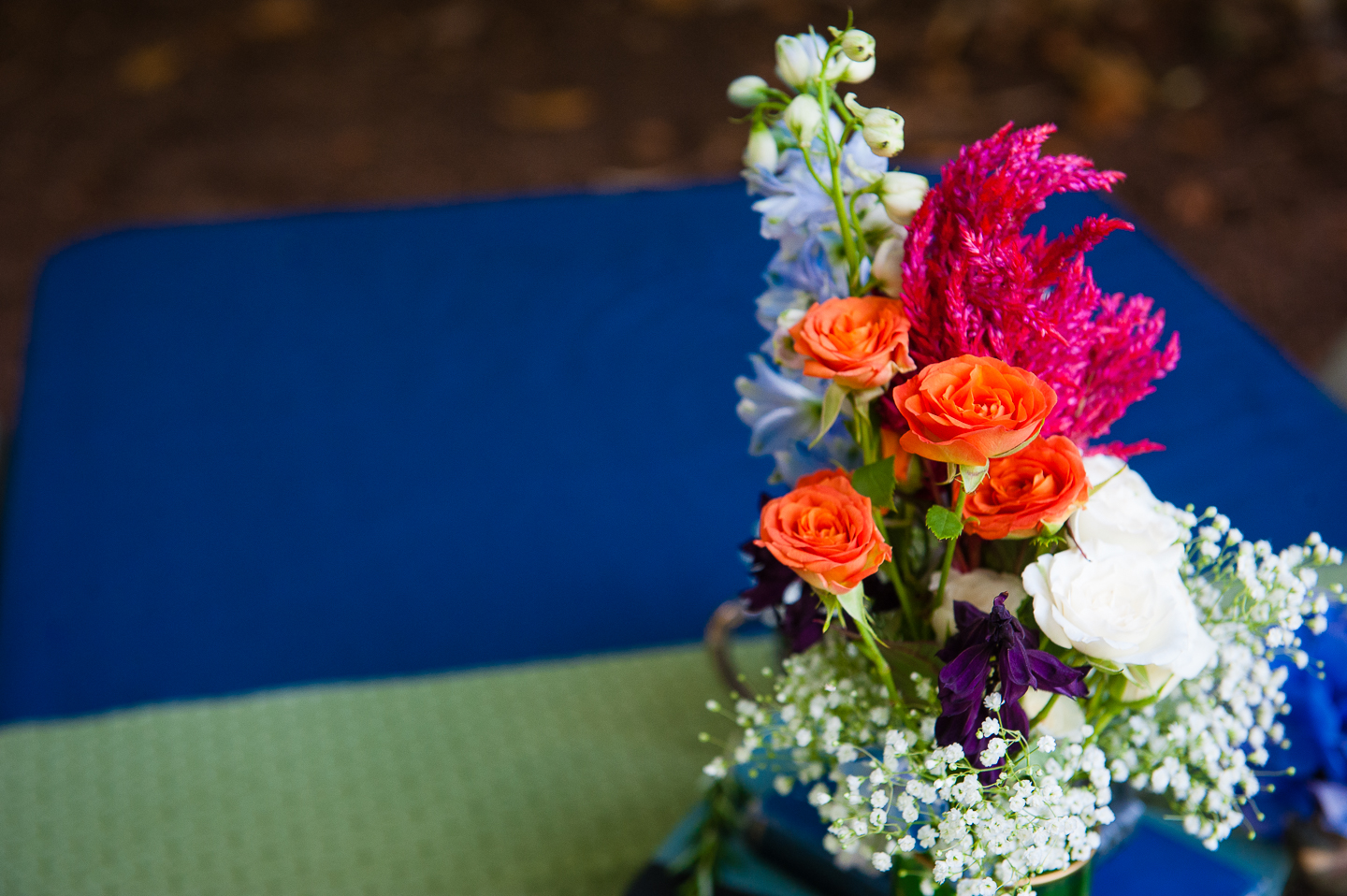 handpicked wildflowers adorned the tables of this beautiful backyard wedding