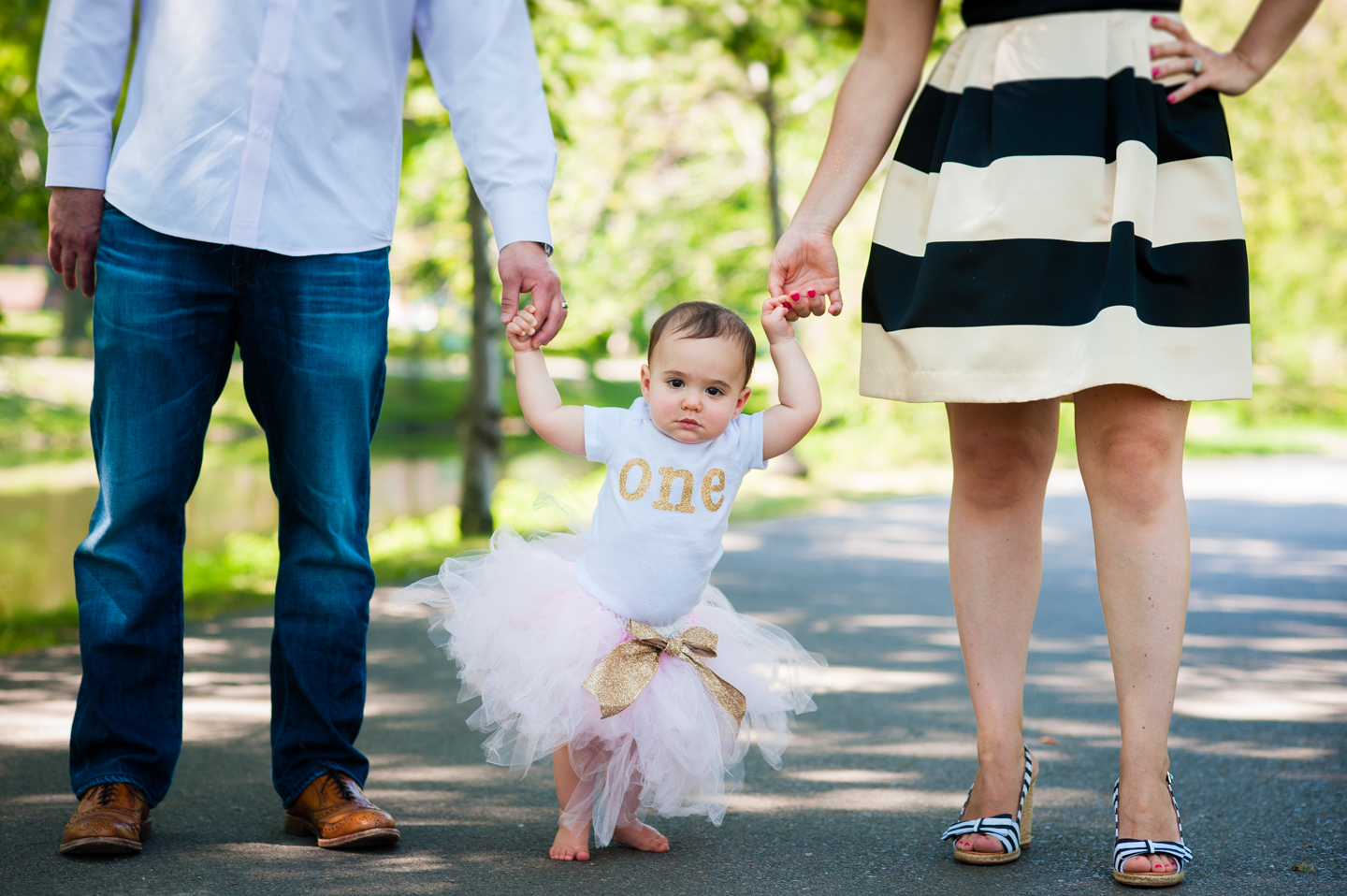 adorable 1 year old poses in her tutu during her birthday portraits