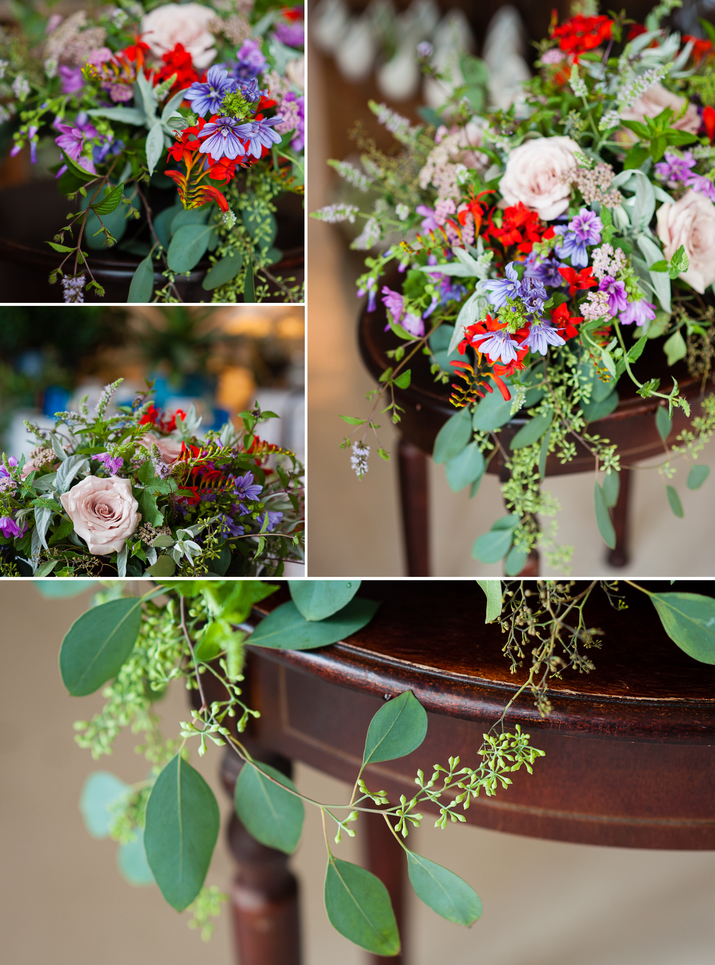 close up images of a gorgeous wedding floral arrangement in asheville nc