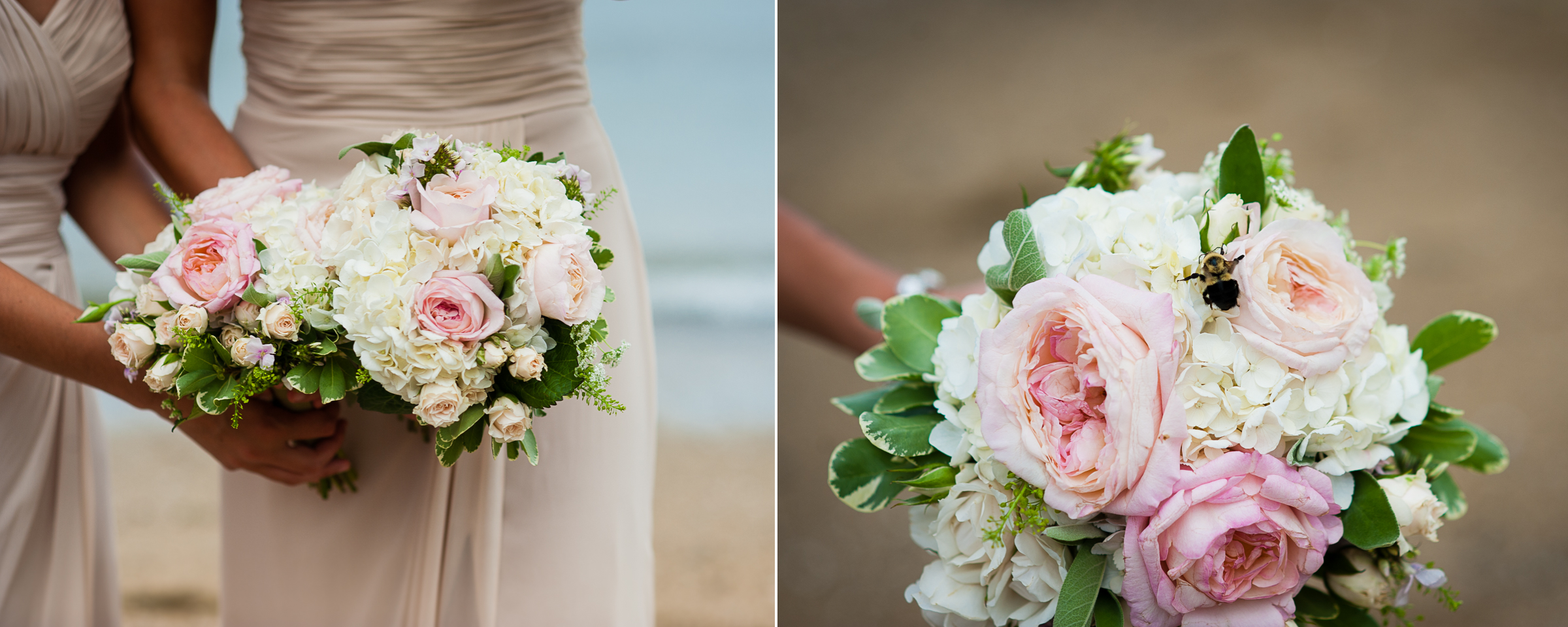 a little bee decided to land on the gorgeous bridesmaid bouquets 