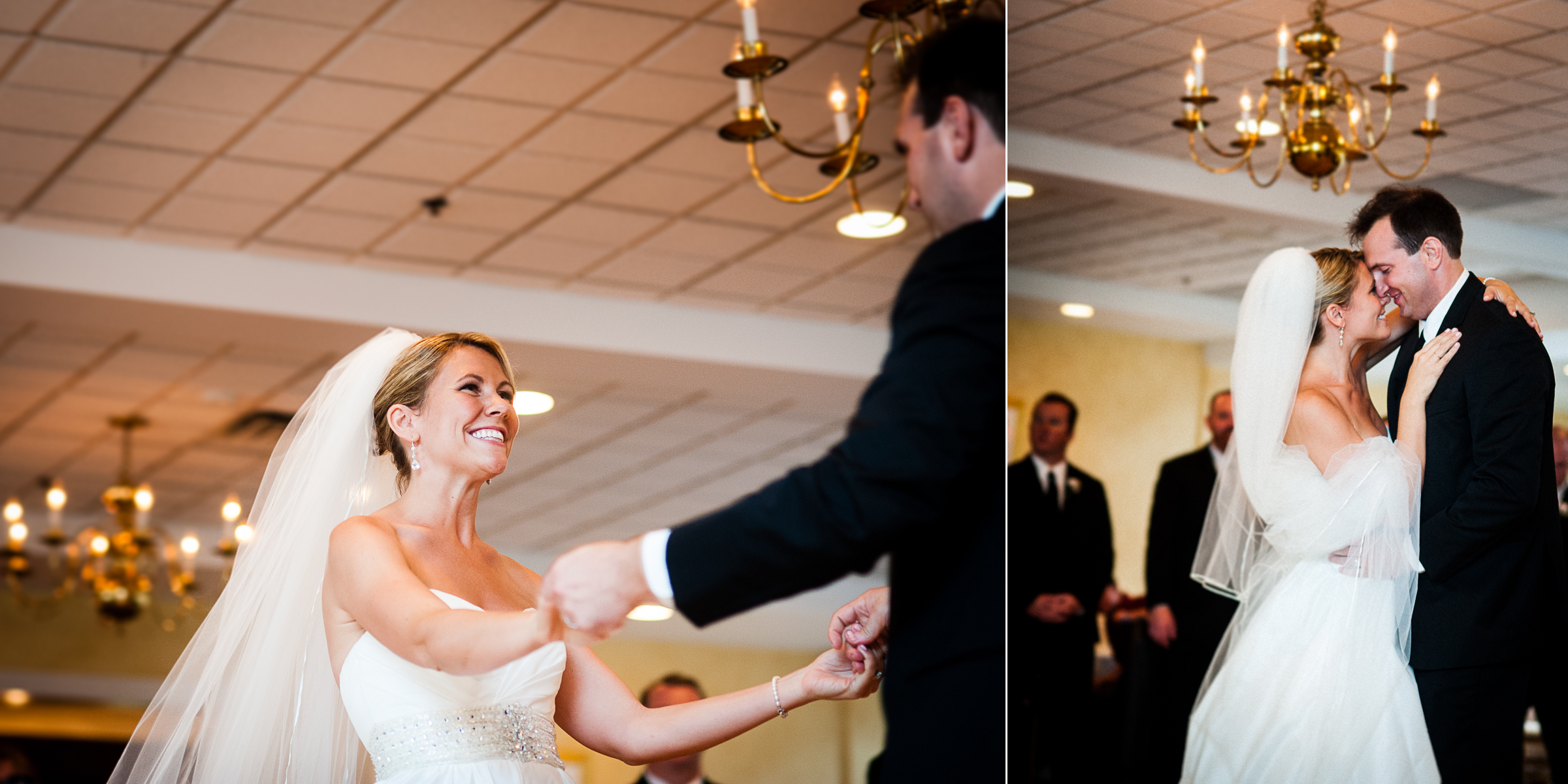 the bride and groom have a blast during their first dance as husband and wife