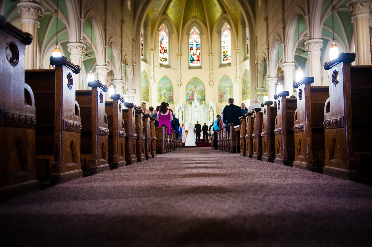 a gorgeous old new england church was the setting for this wedding ceremony