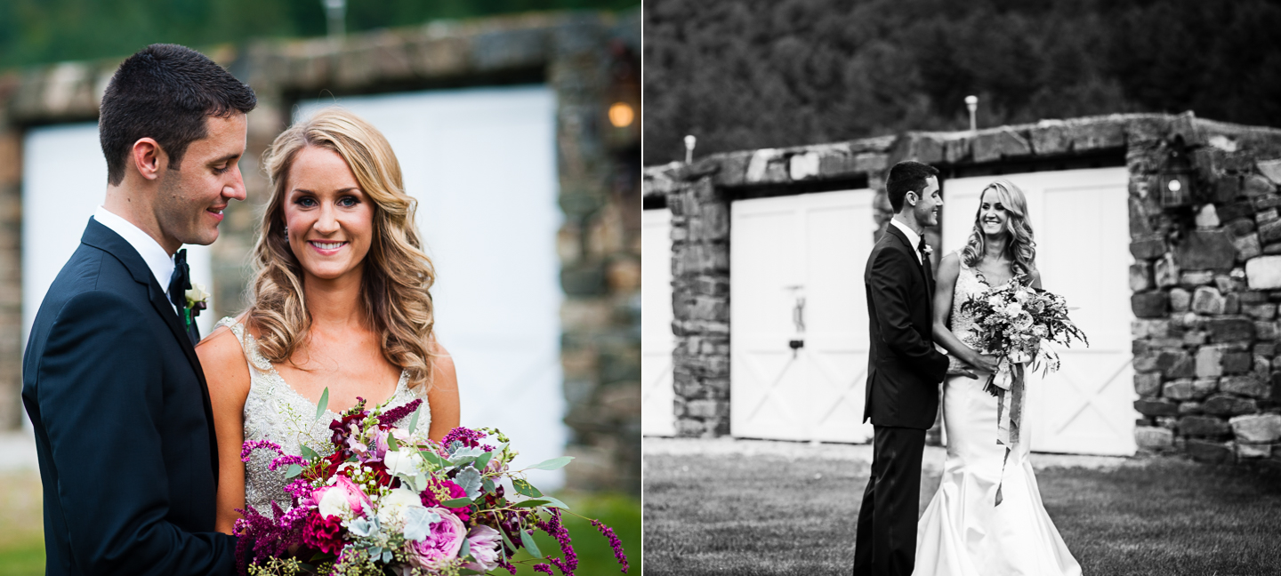 bride and groom portraits during their rustic farm wedding 