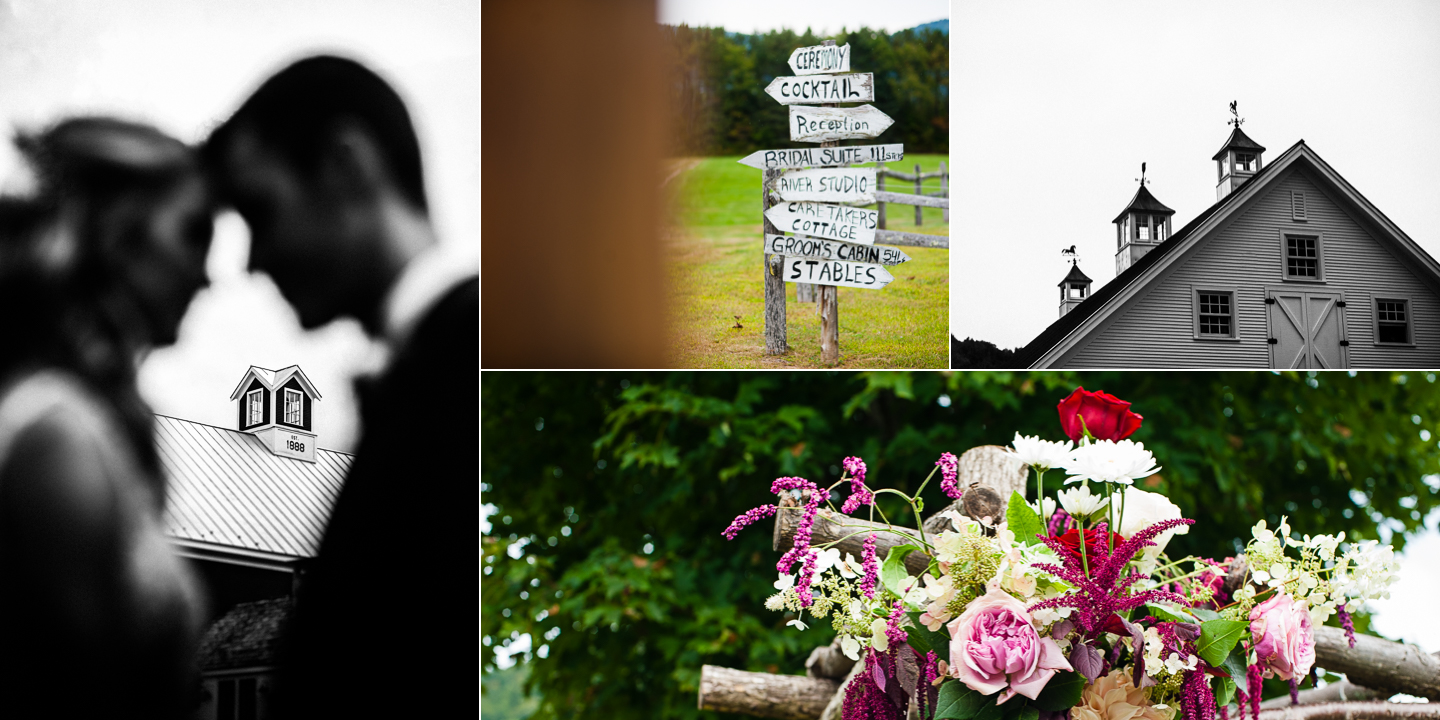 beautiful details during this farm wedding included gorgeous pink and red flowers