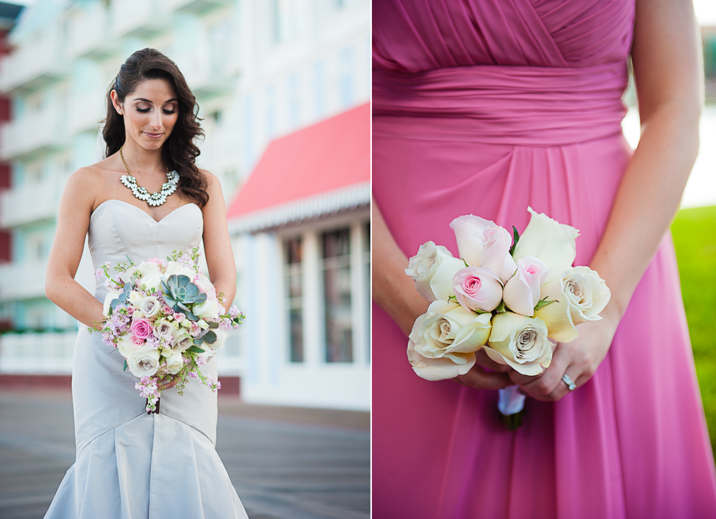 Disney world bride shows off wedding bouquet on Atlantic Boardwalk 