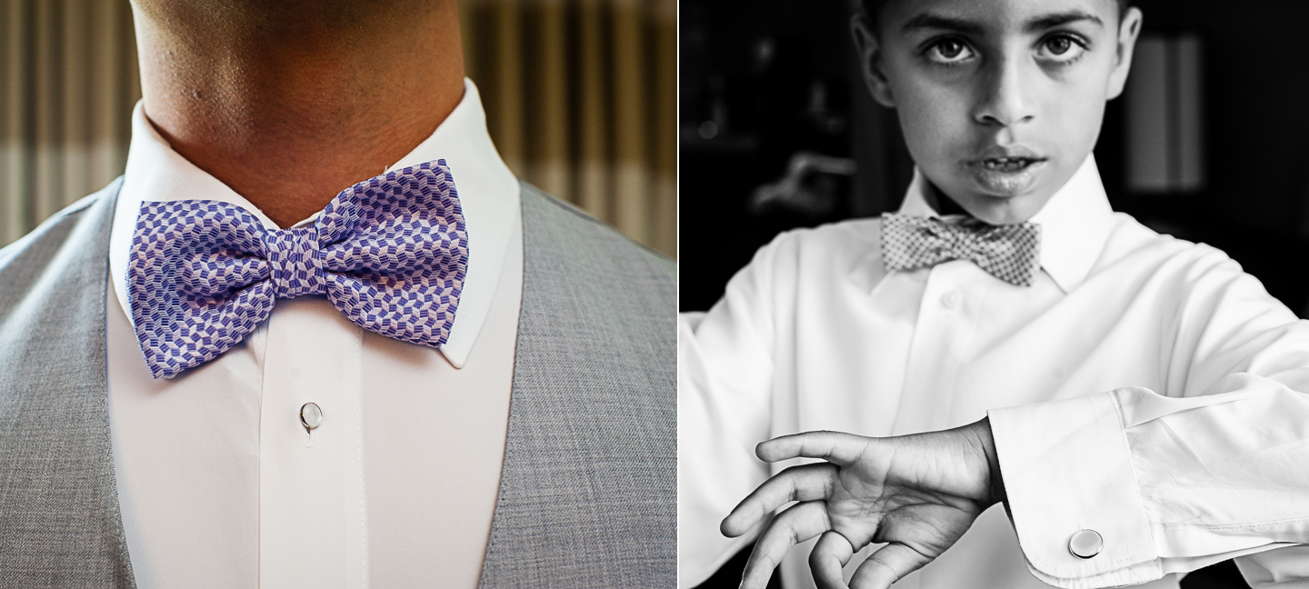 ring bearer shows off his cuff links 