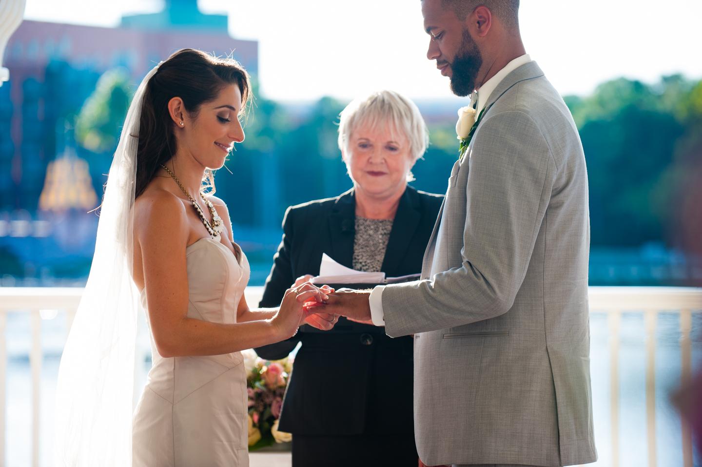 ring exchange during seabreeze point wedding at disney world 