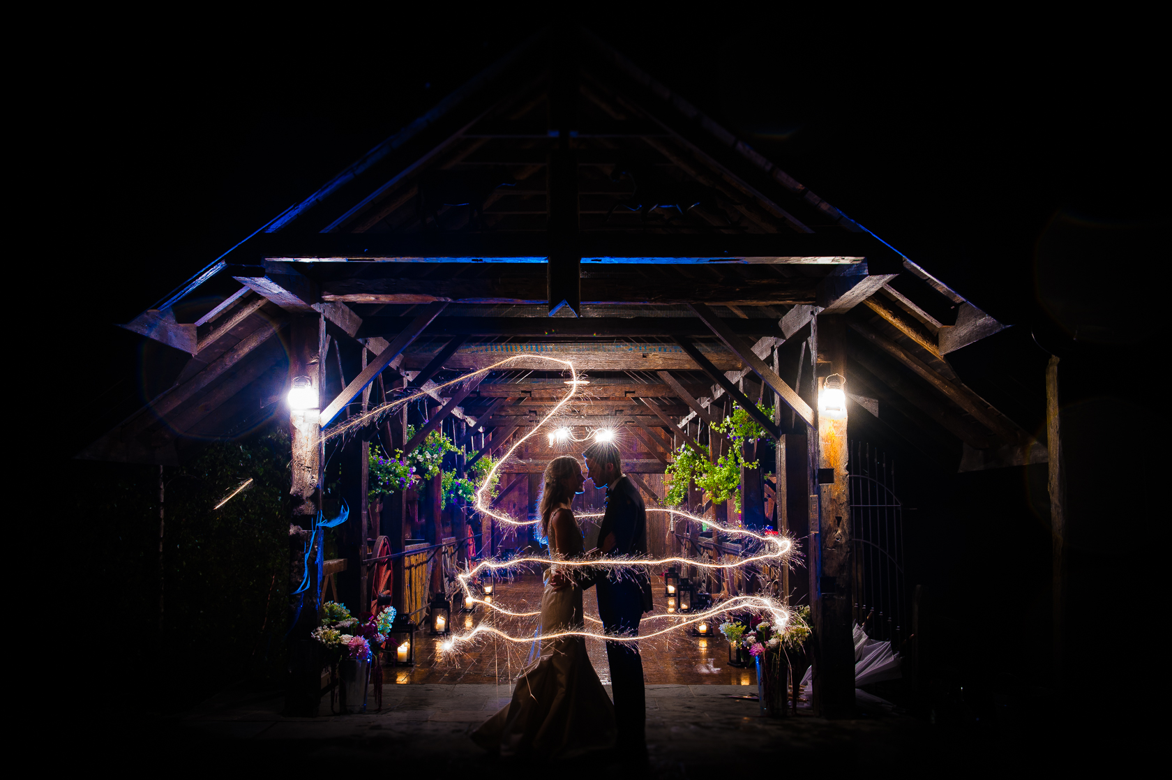 end of the night sparklers asheville barn wedding 