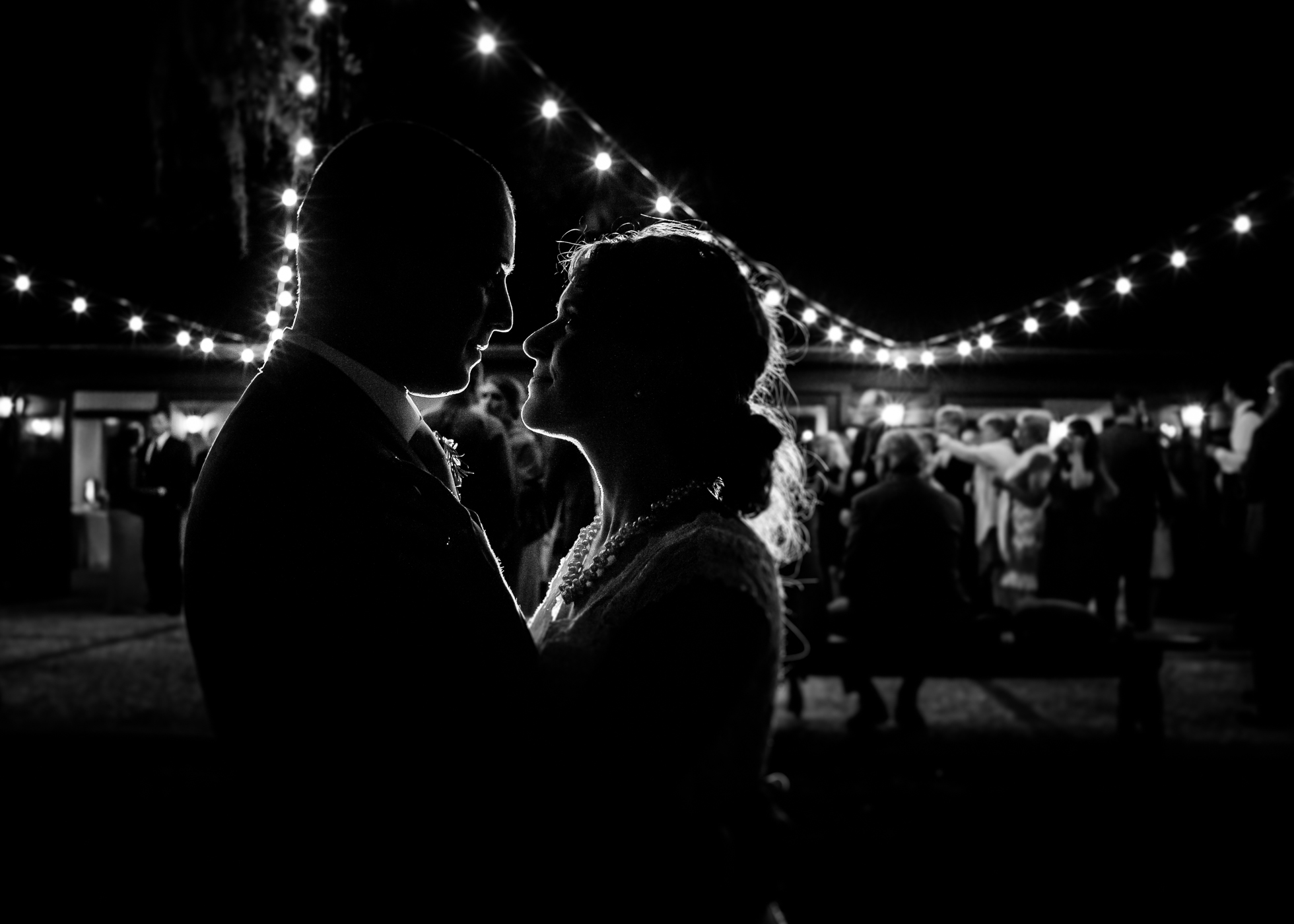 bride and groom silhouette at magnolia plantation wedding