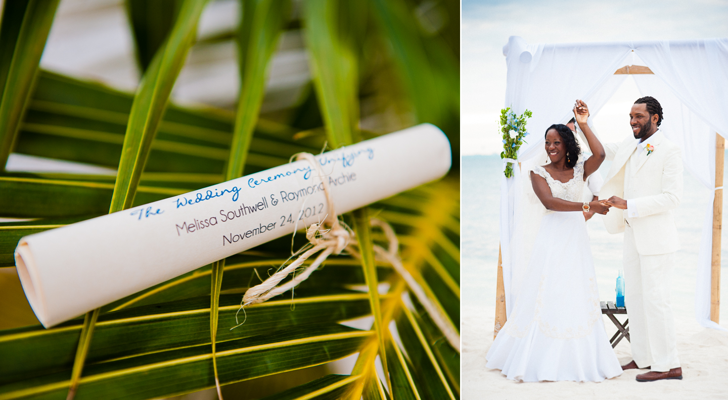 zama beach club wedding program scrolls