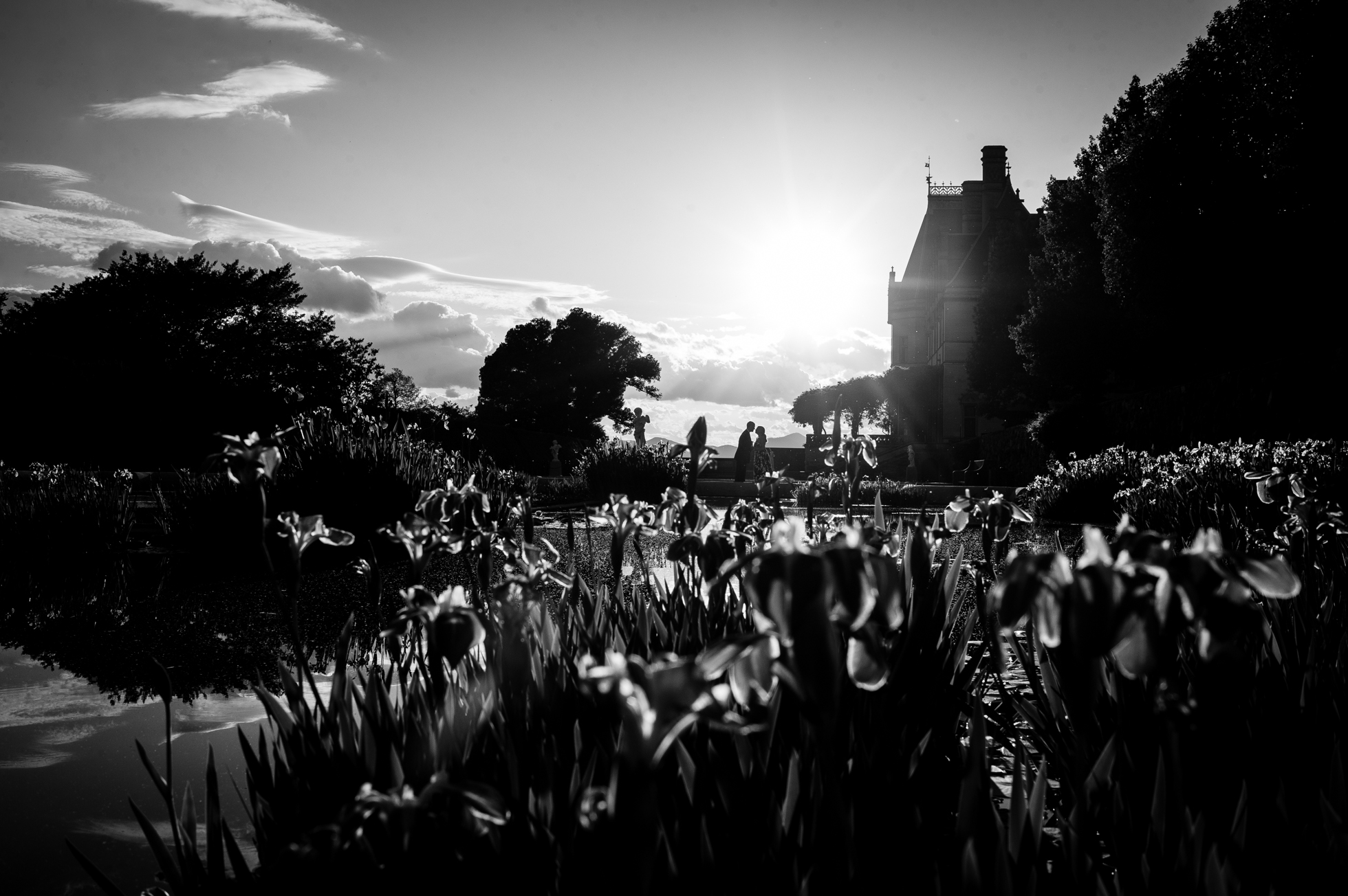 biltmore mansion italian garden engagement photo silhouette