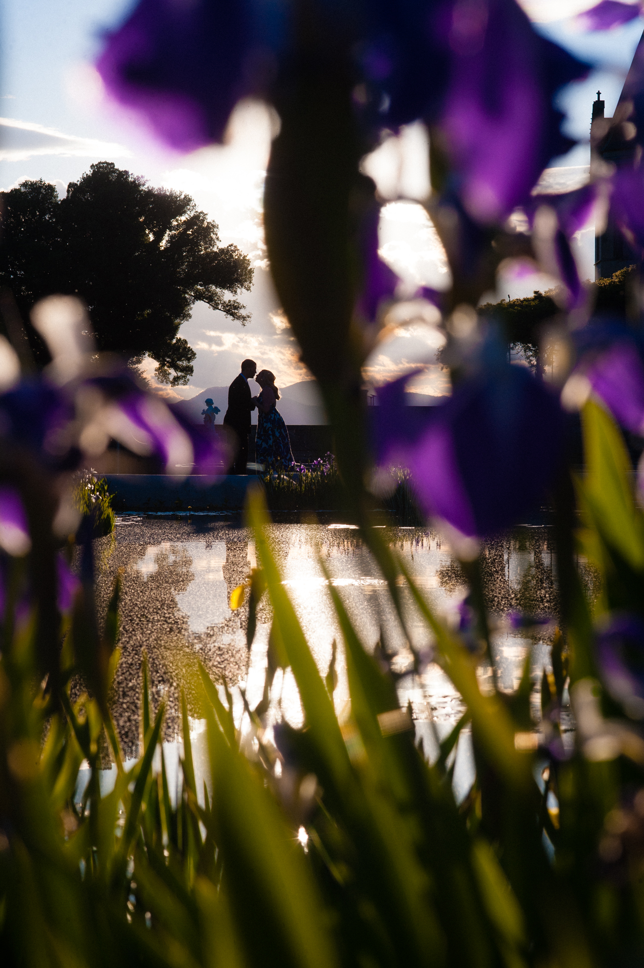 beautiful irises at the biltmore estate engagement session