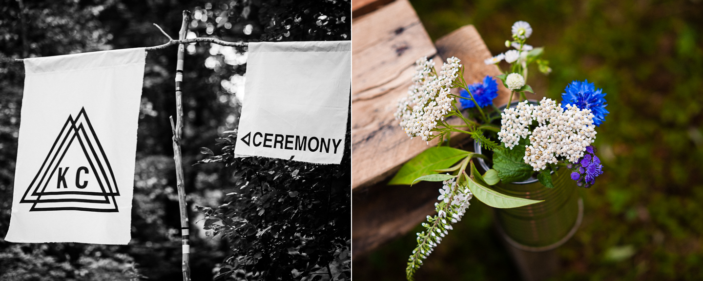 rustic asheville wedding details include custom logo 