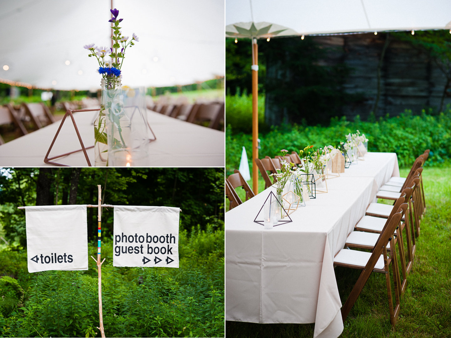 beautiful wild flowers under sailcloth tent