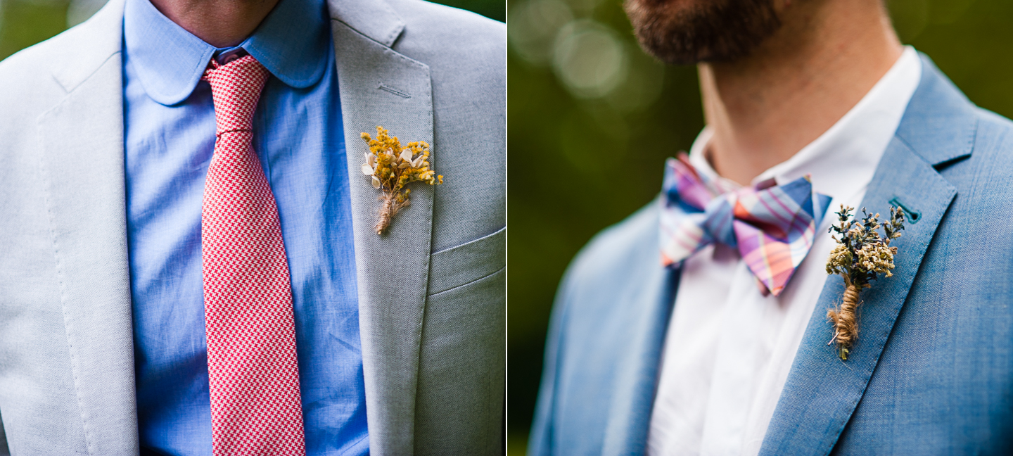 gorgeous boutonnieres for same sex asheville wedding  