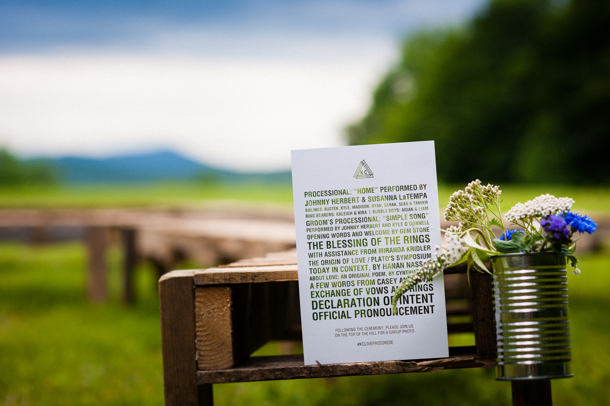 beautiful mountaintop rustic wedding program