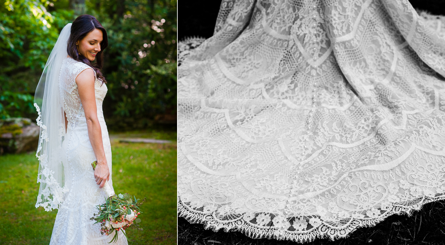 lake eden wedding bridal portrait lace wedding gown 