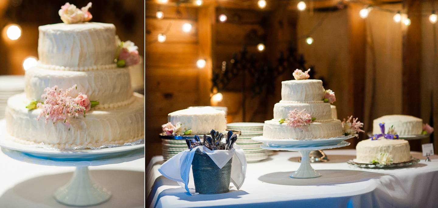 gorgeous wedding cakes in lake eden wedding barn 