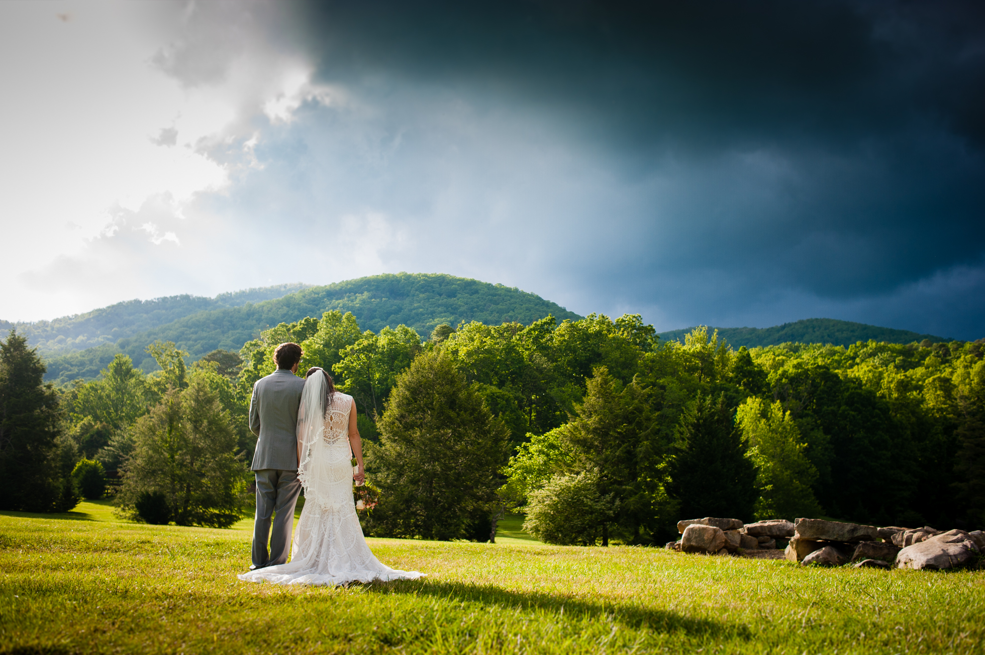 stormy asheville wedding portrait in the mountains