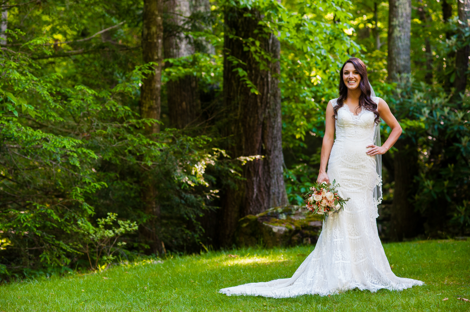bridal portrait in forest at lake eden wedding 