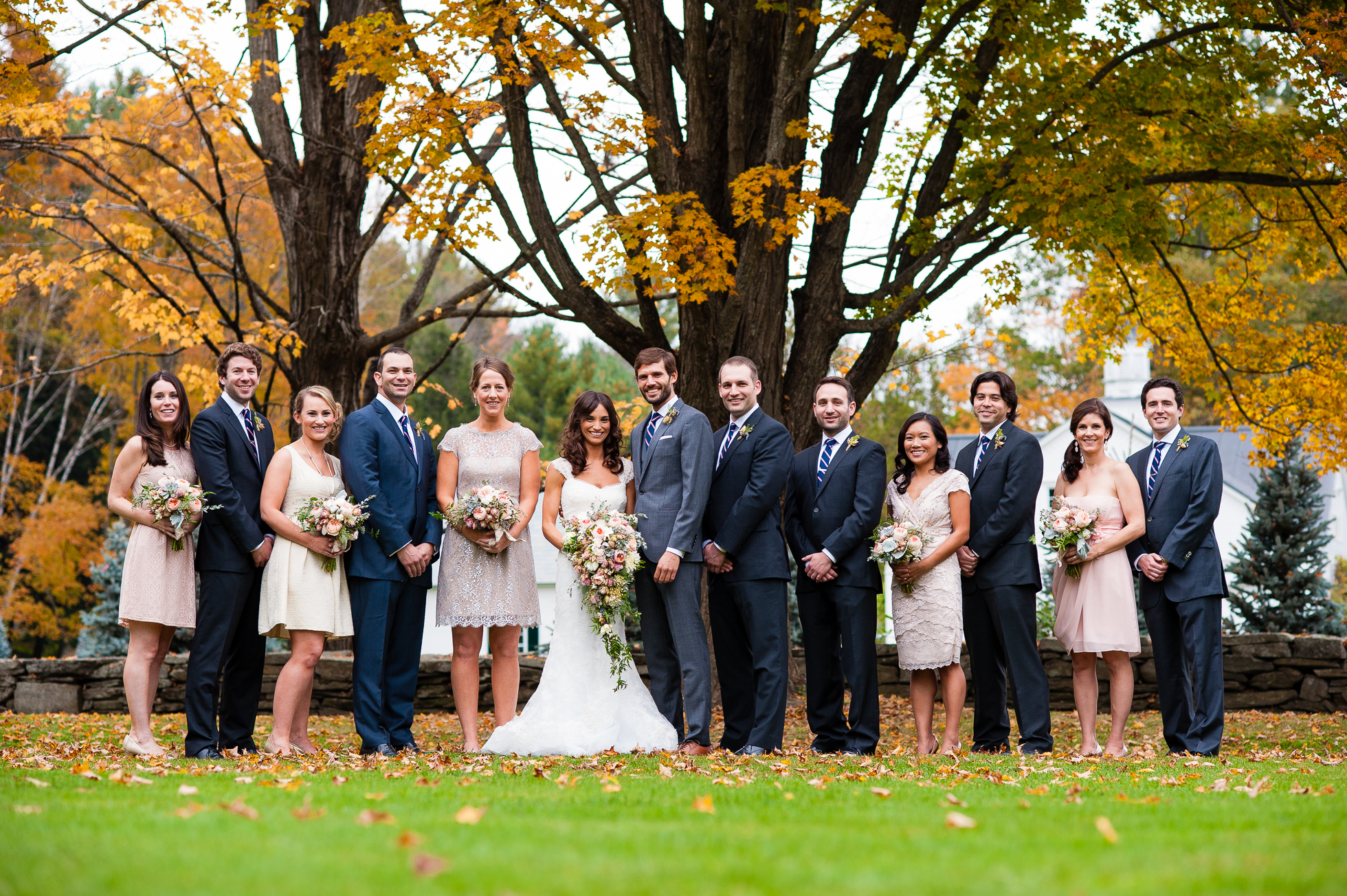 gorgeous fall wedding party at woodstock inn wedding 