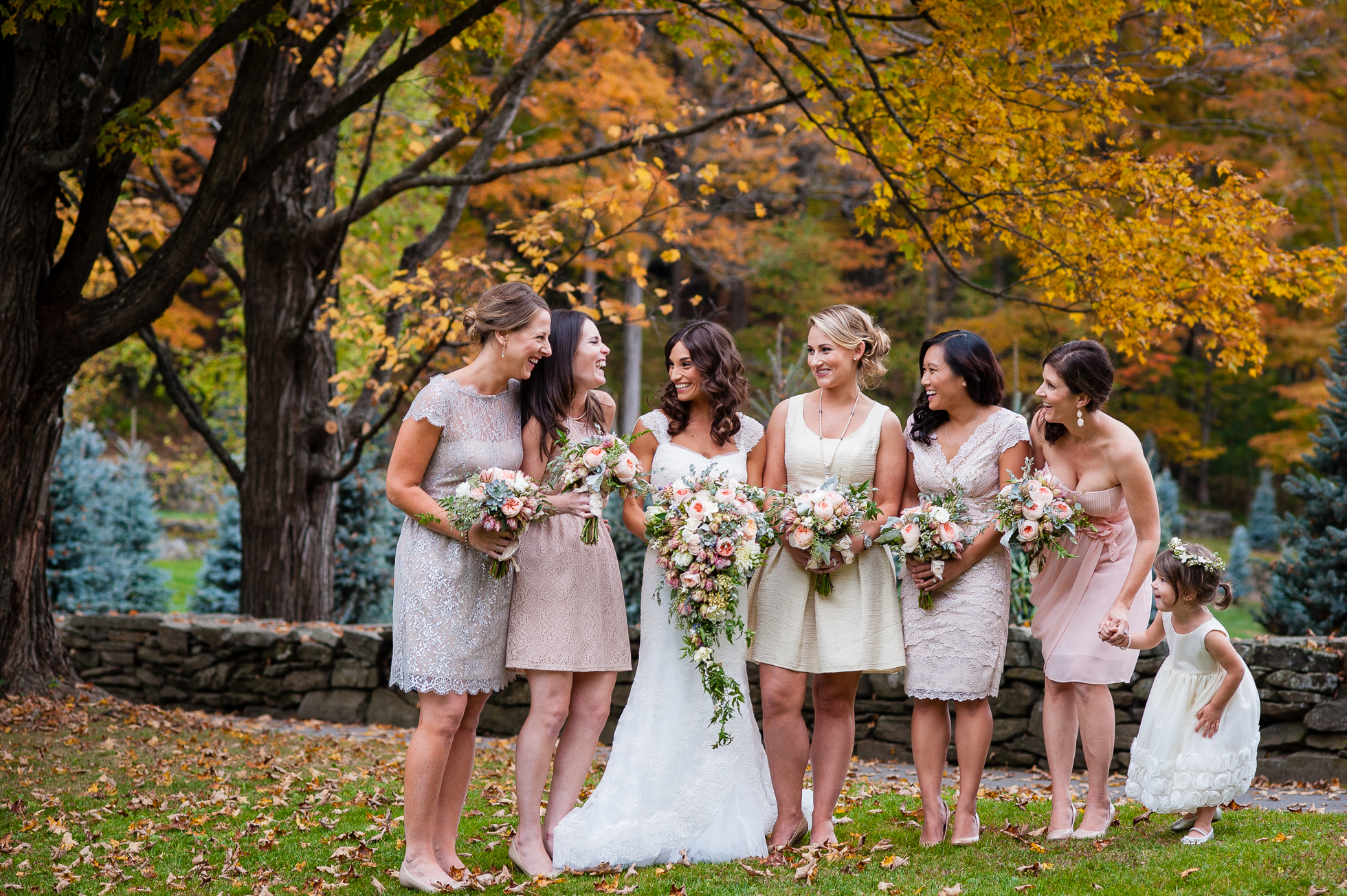 fall vermont wedding at the woodstock inn bridal party 