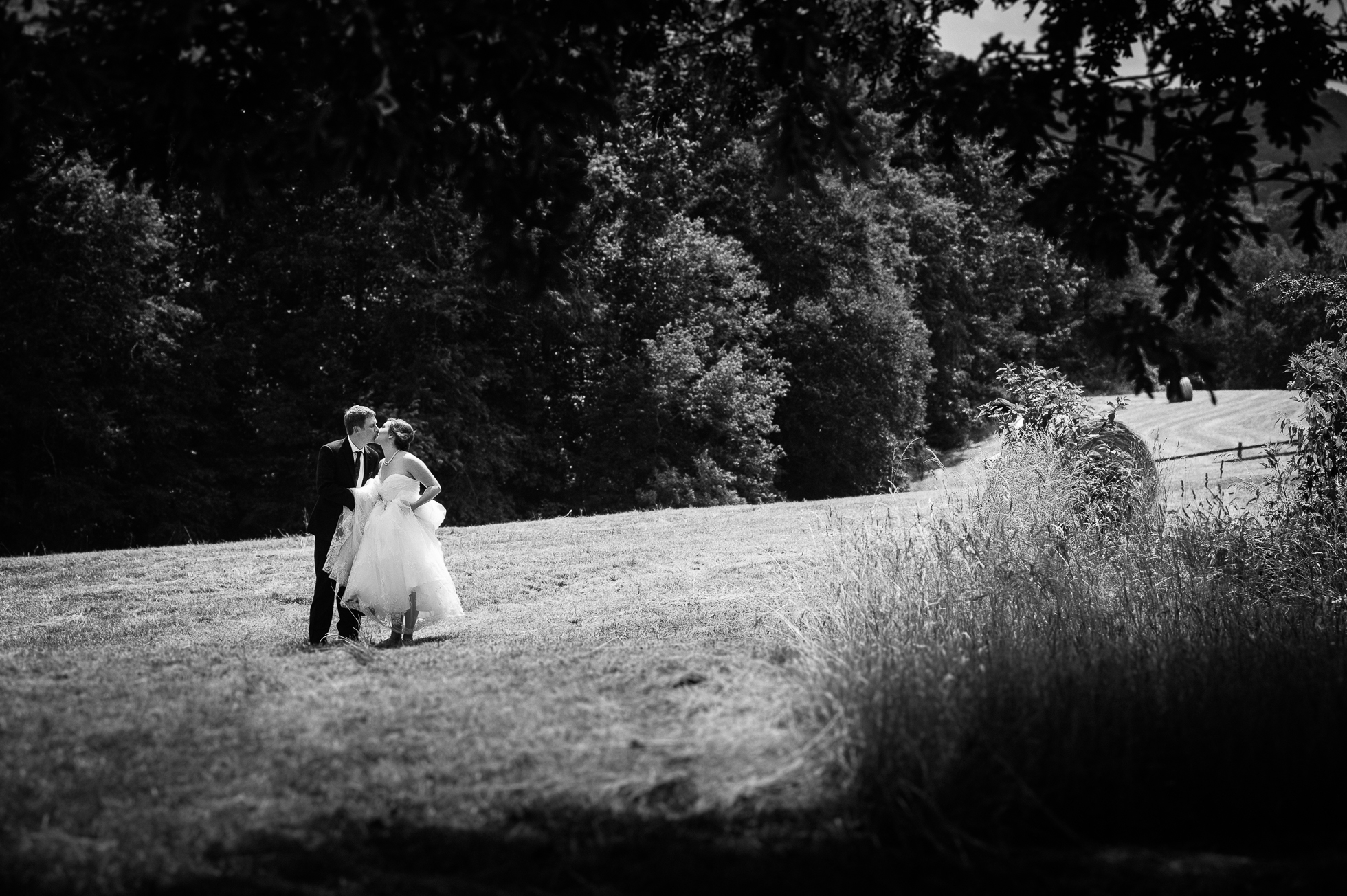 asheville farm wedding bride and groom portrait