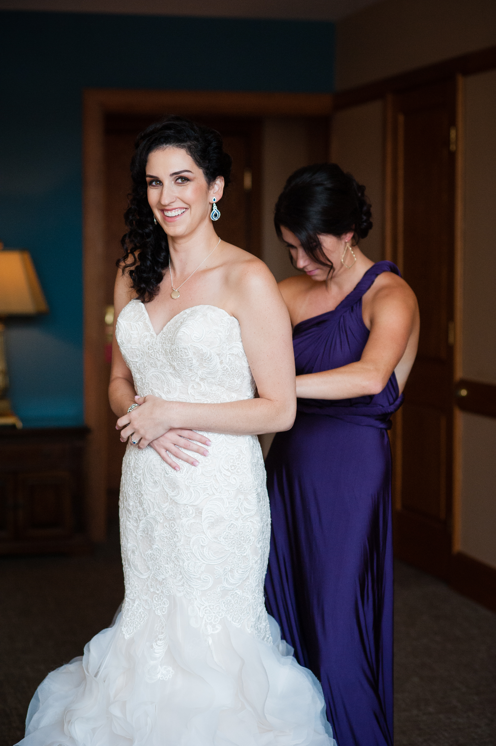 asheville bride getting dressed 