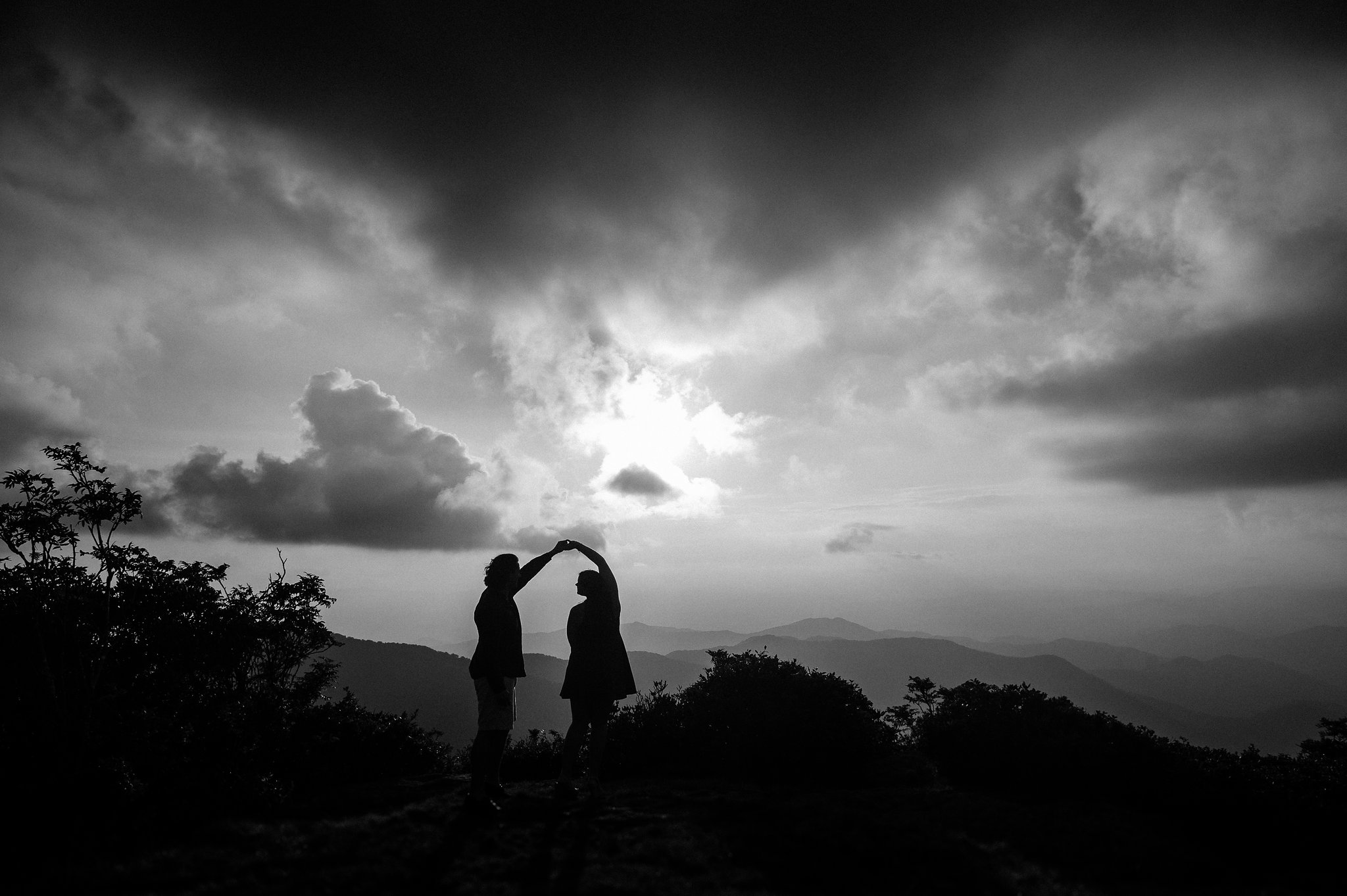 sunset craggy garden engagement photo