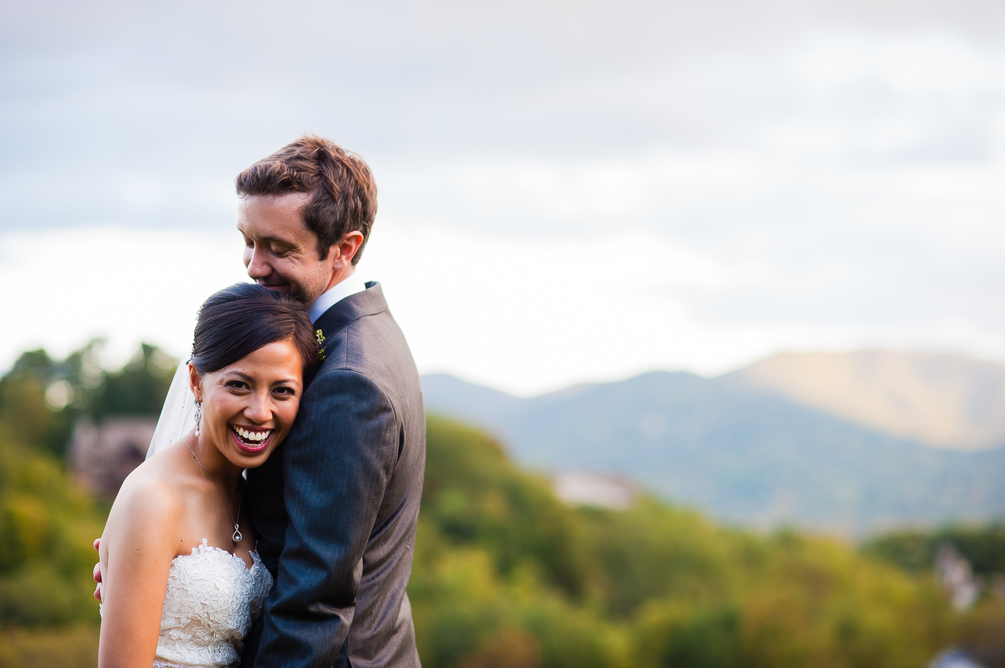 bride and groom on their wedding day at laurel ridge country club waynesville