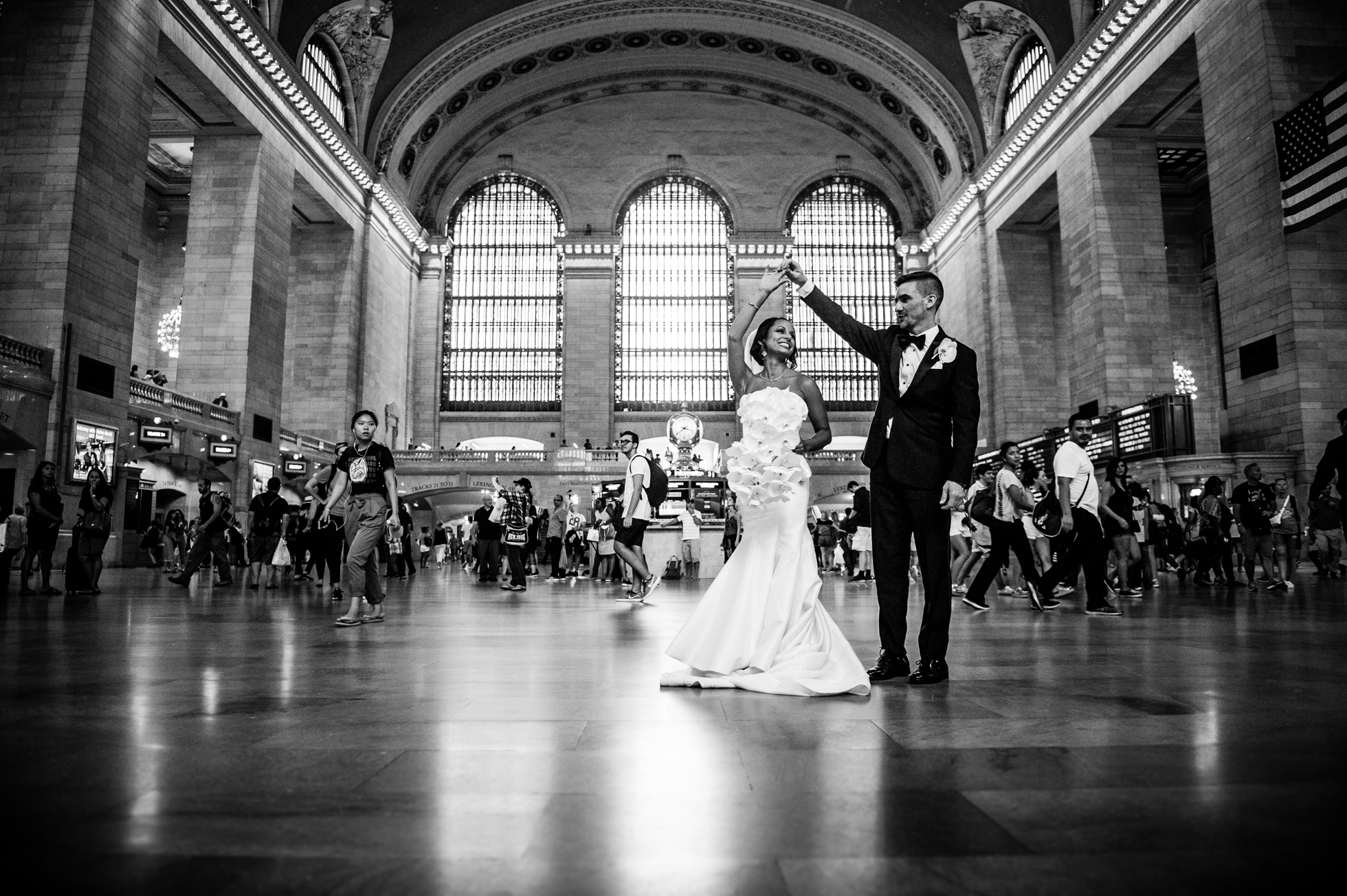 A wedding portrait in Grand Central Station during a NYC wedding