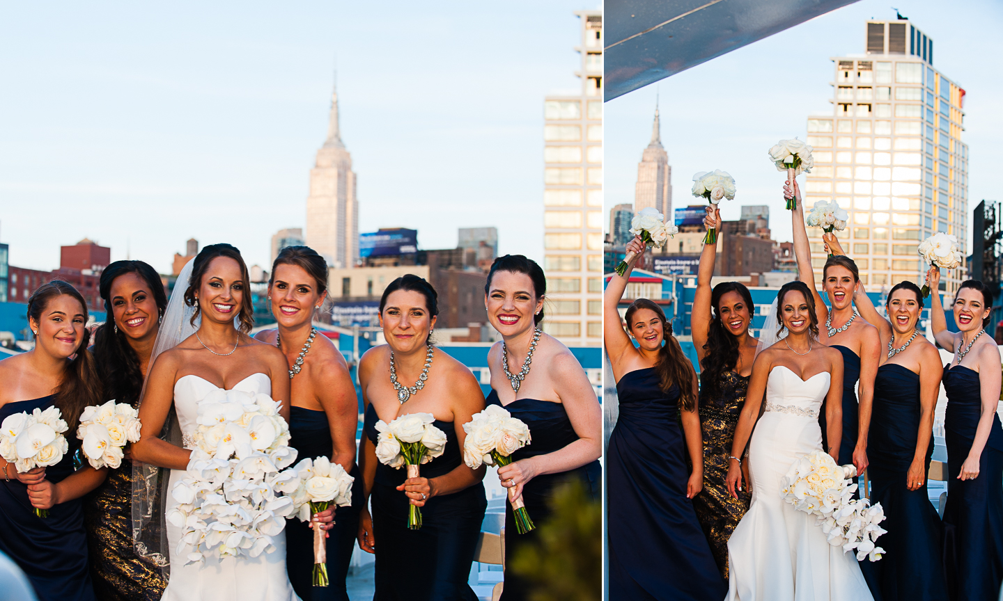 Wedding party pictures on The Atlantica Yacht in NYC