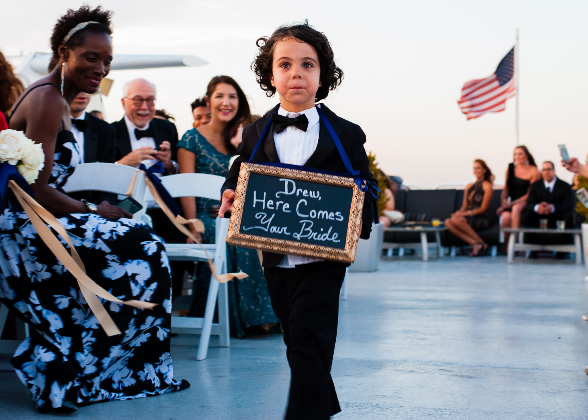 A Luxury Yacht Wedding in NYC | Sunset ceremony on The Atlantica