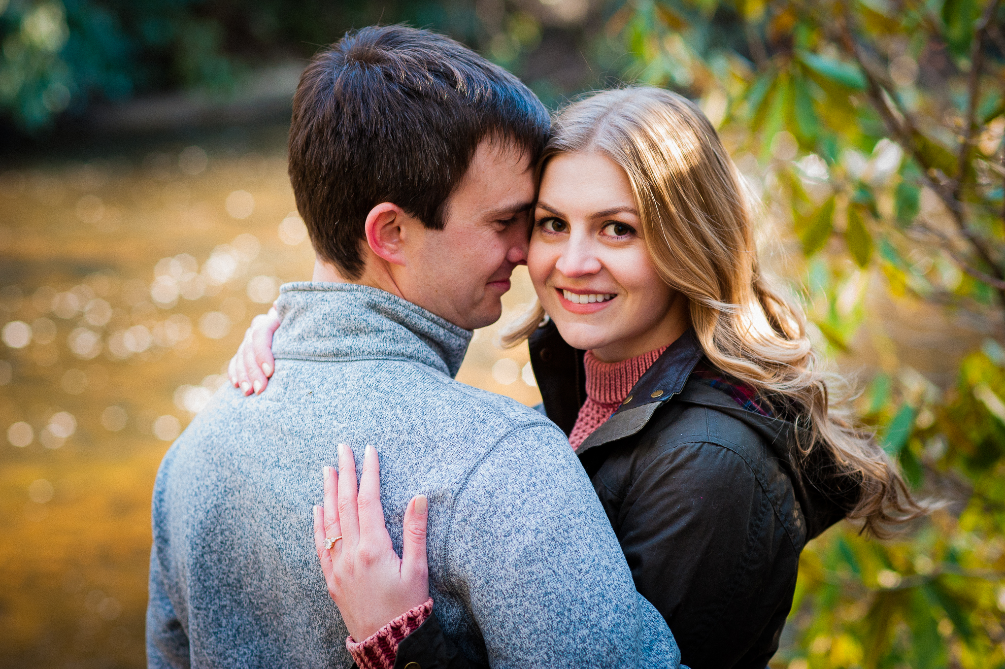 adventure waterfall engagement photo