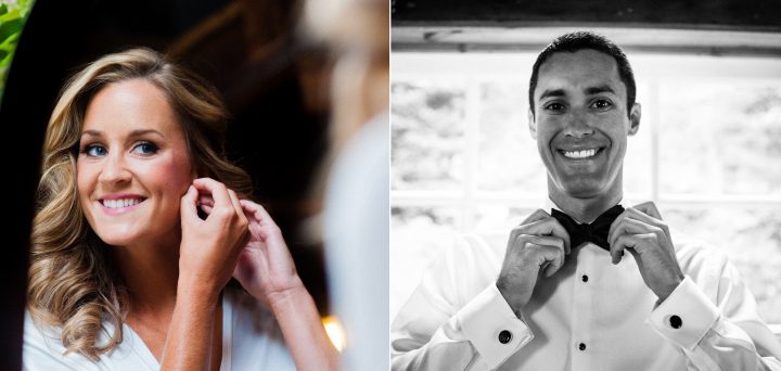 asheville farm wedding photo of bride and groom getting ready