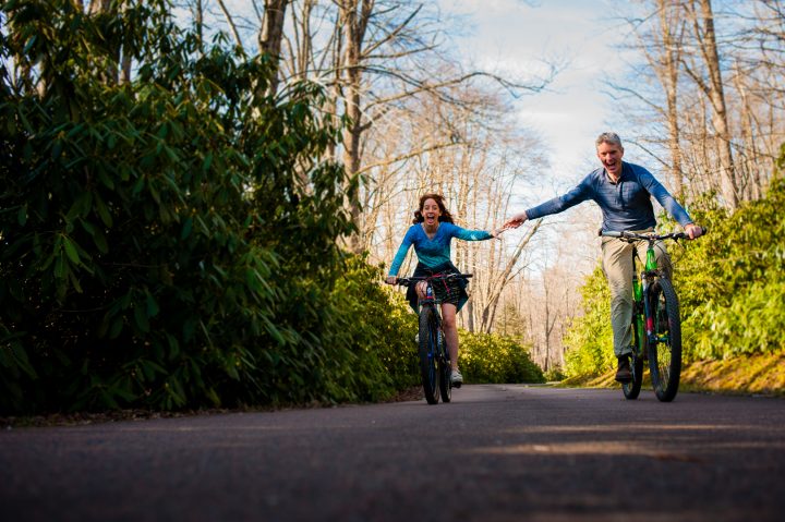 biking engagement session in asheville 