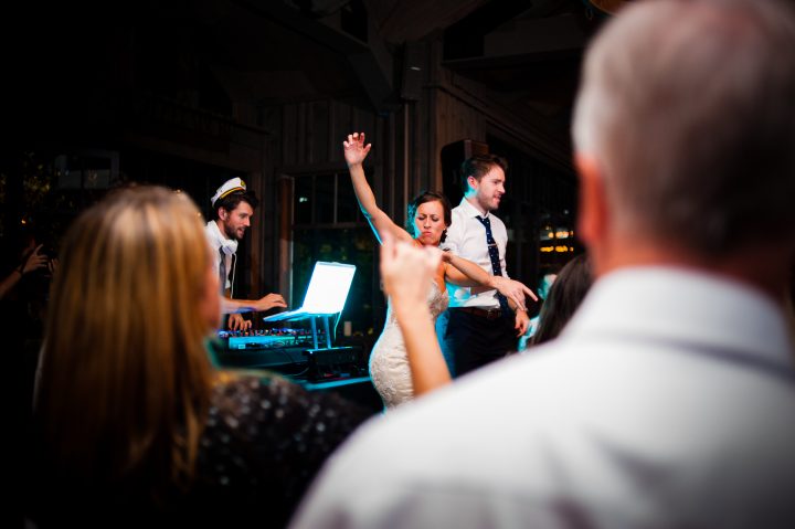 epic party on the dance floor during wedding at old edwards inn 