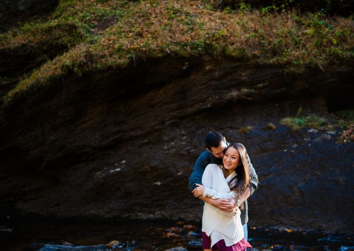 looking glass falls engagement photo 