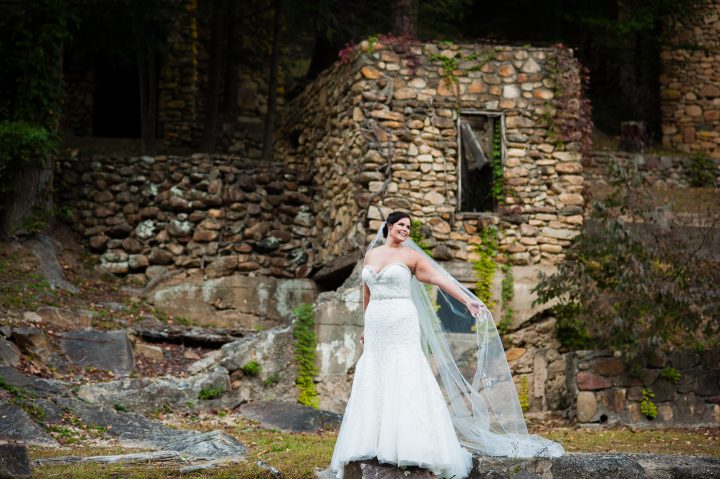 bridal portraits at brown mountain beach wedding