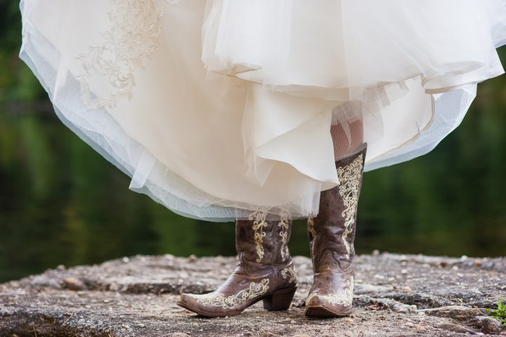 cowboy boots at an asheville mountain wedding