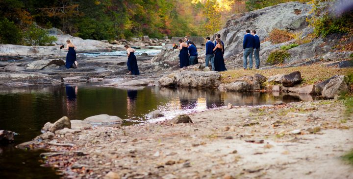 wedding party on the rocks at brown mountain beach resort