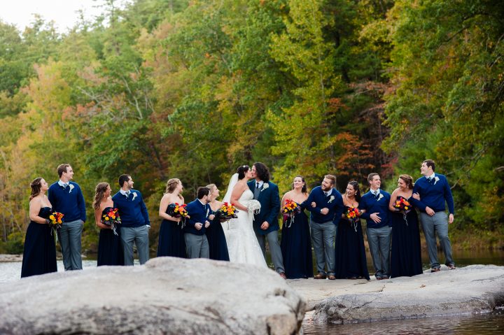 wedding party on the rocks at brown mountain beach resort