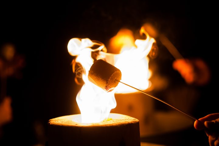 s'more roasting at brown mountain beach resort 