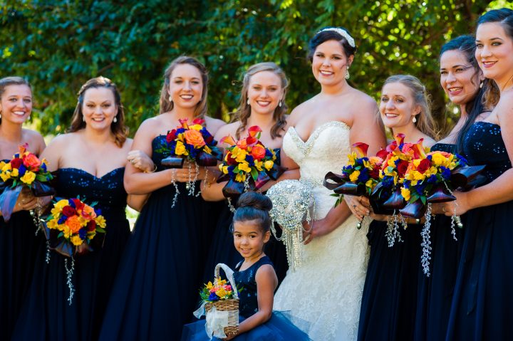 beautiful bridesmaids during brown mountain beach resort wedding 