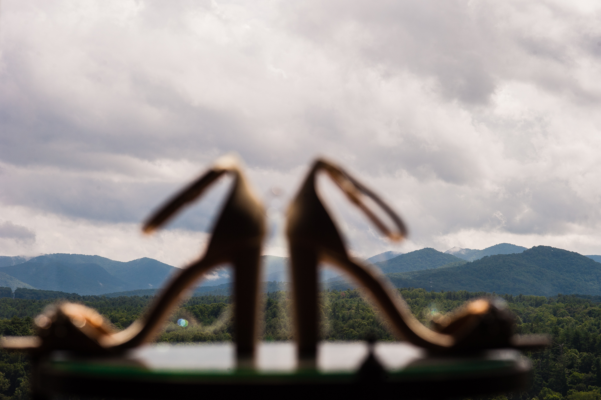 bridal shoes in the window of the inn on biltmore estate